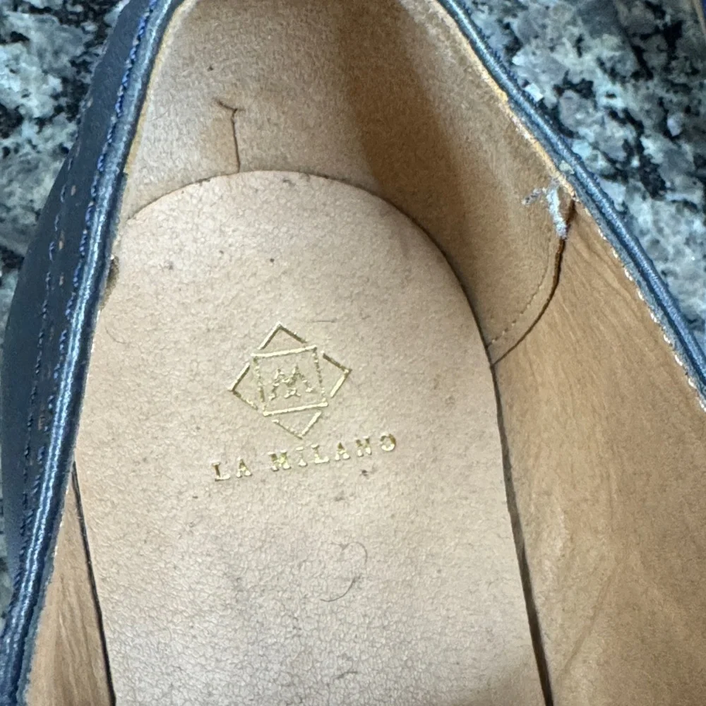La Milano leather black and blue Everett Men's Oxfords EUC 11